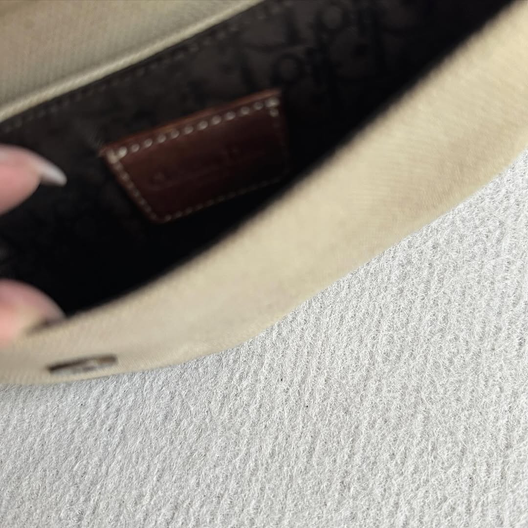 DIOR Mini Saddle Bag（Canvas × Brown Leather Trim）｜Vintage Charm × Versatile Edge 🐴🤎