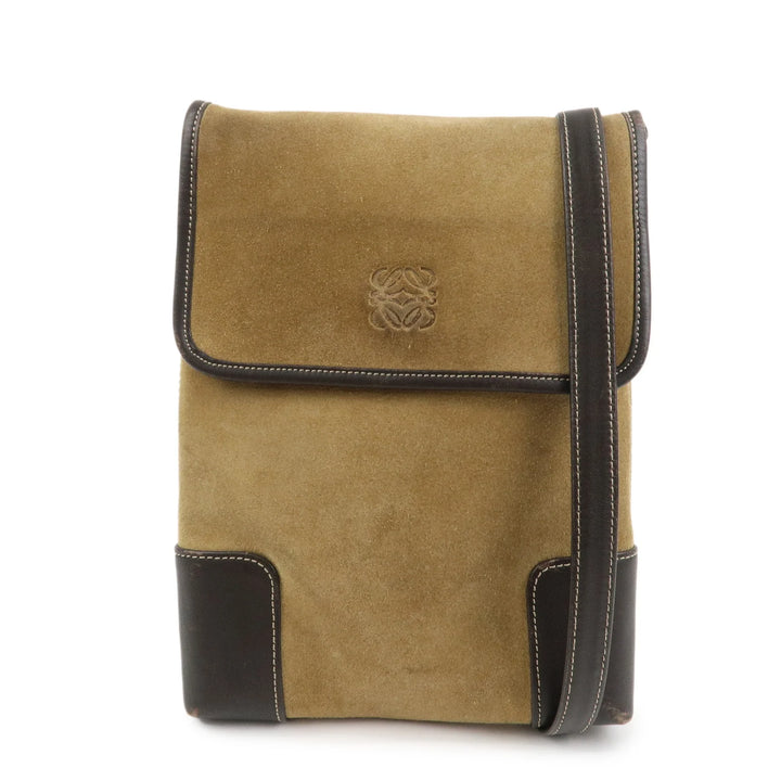 LOEWE Anagram Suede Leather Shoulder Bag Crossbody Bag Brown