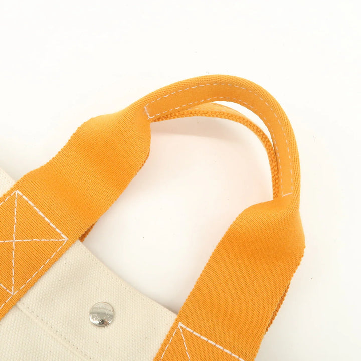 Hermes Bora Bora PM Canvas Tote Bag Hand Bag Ivory Orange Used