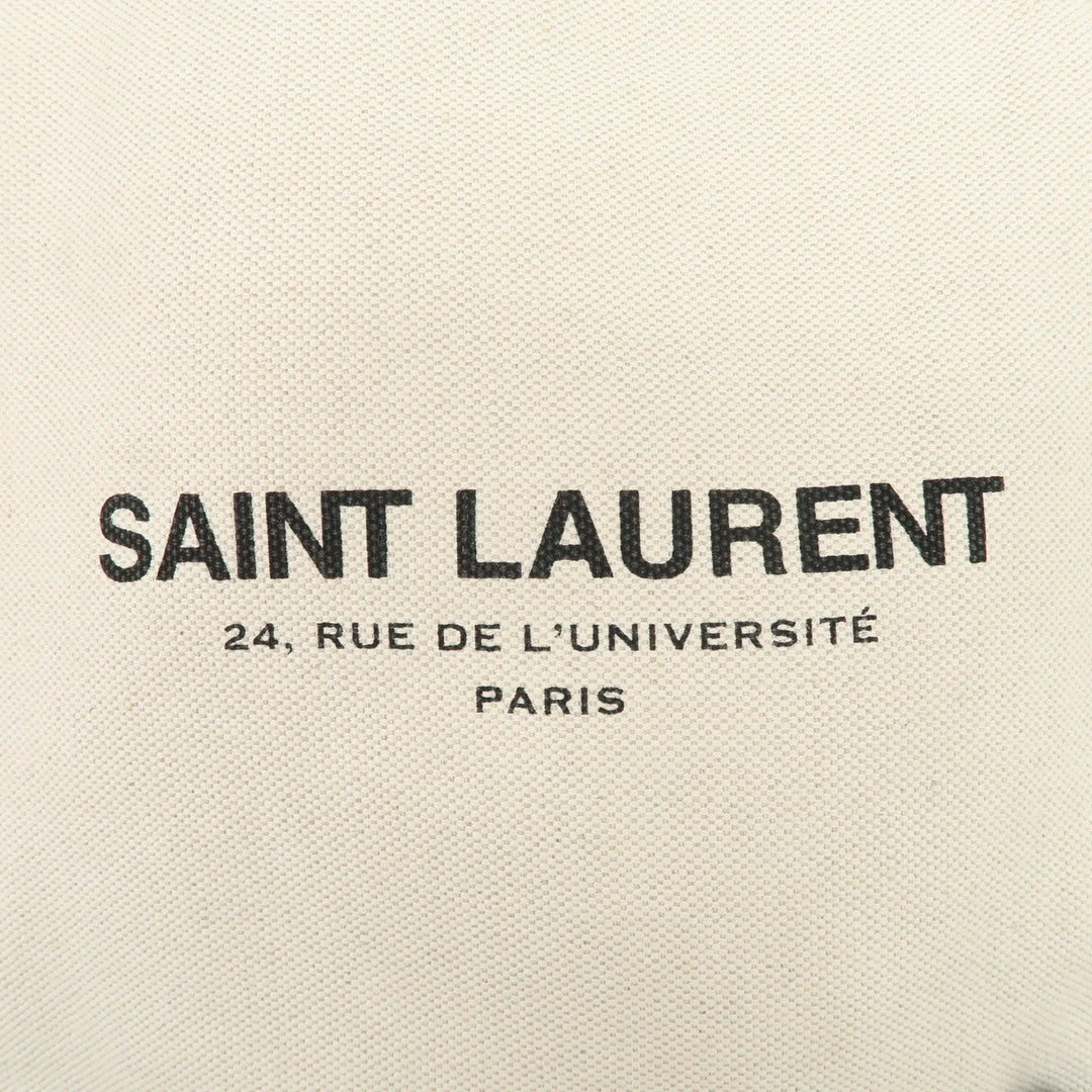 SAINT LAURENT Leather Canvas 2Way Bag Back Pack Natural 710272 Used