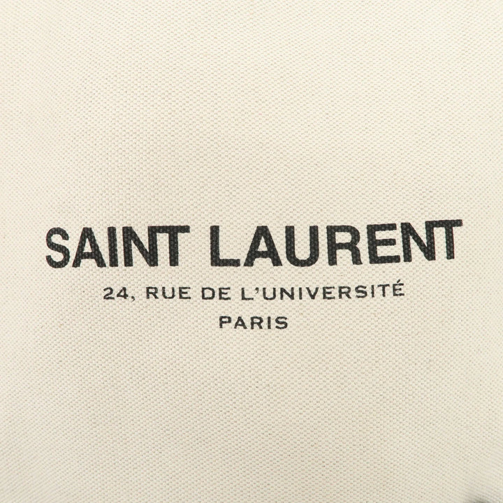 SAINT LAURENT Leather Canvas 2Way Bag Back Pack Natural 710272 Used
