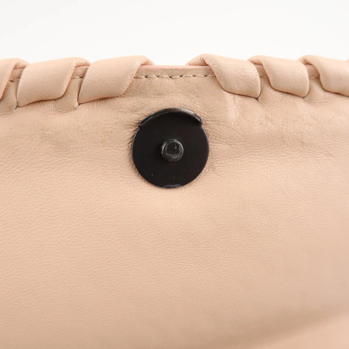 BOTTEGA VENETA Intrecciato Leather Chain Shoulder Bag Pink Beige Used