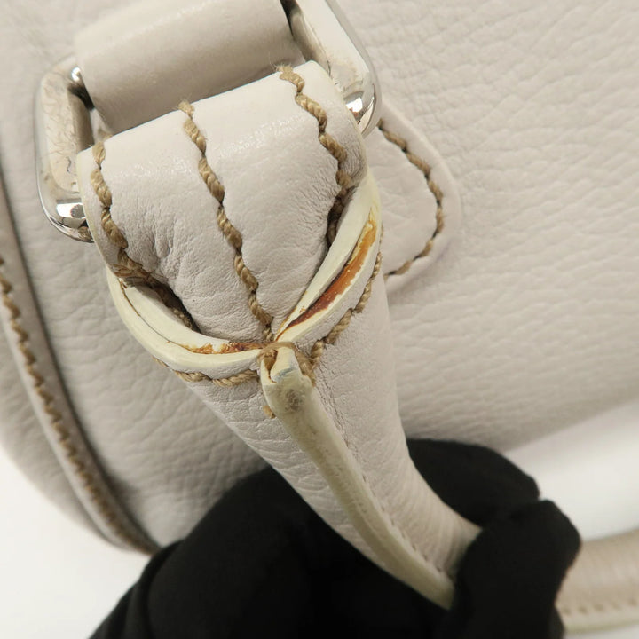 CHANEL Leather Mini Boston Bag Hand Bag Tassel Ivory A23050