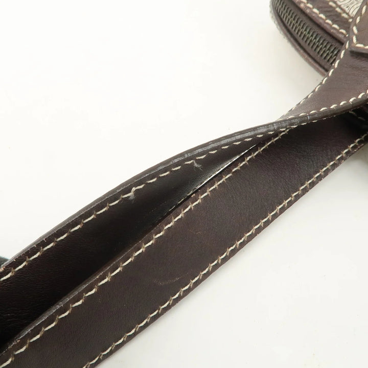 CELINE Macadam PVC Leather Mini Boston Bag Dark Brown White