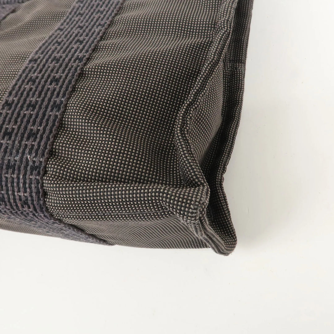 Hermes Herline PM Nylon Canvas Tote Bag Hand Bag Black