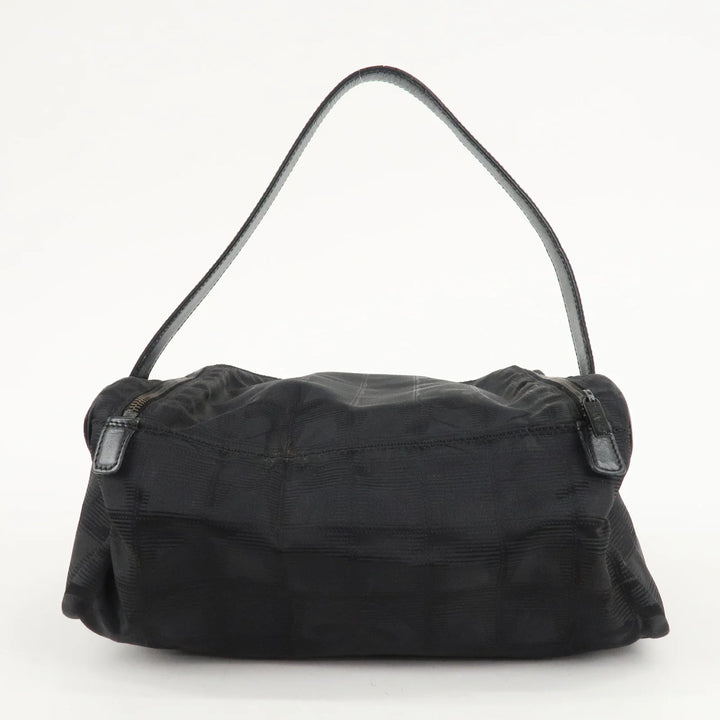 CHANEL New Travel Line Nylon Jacquard Leather Vanity Bag A15829 Used