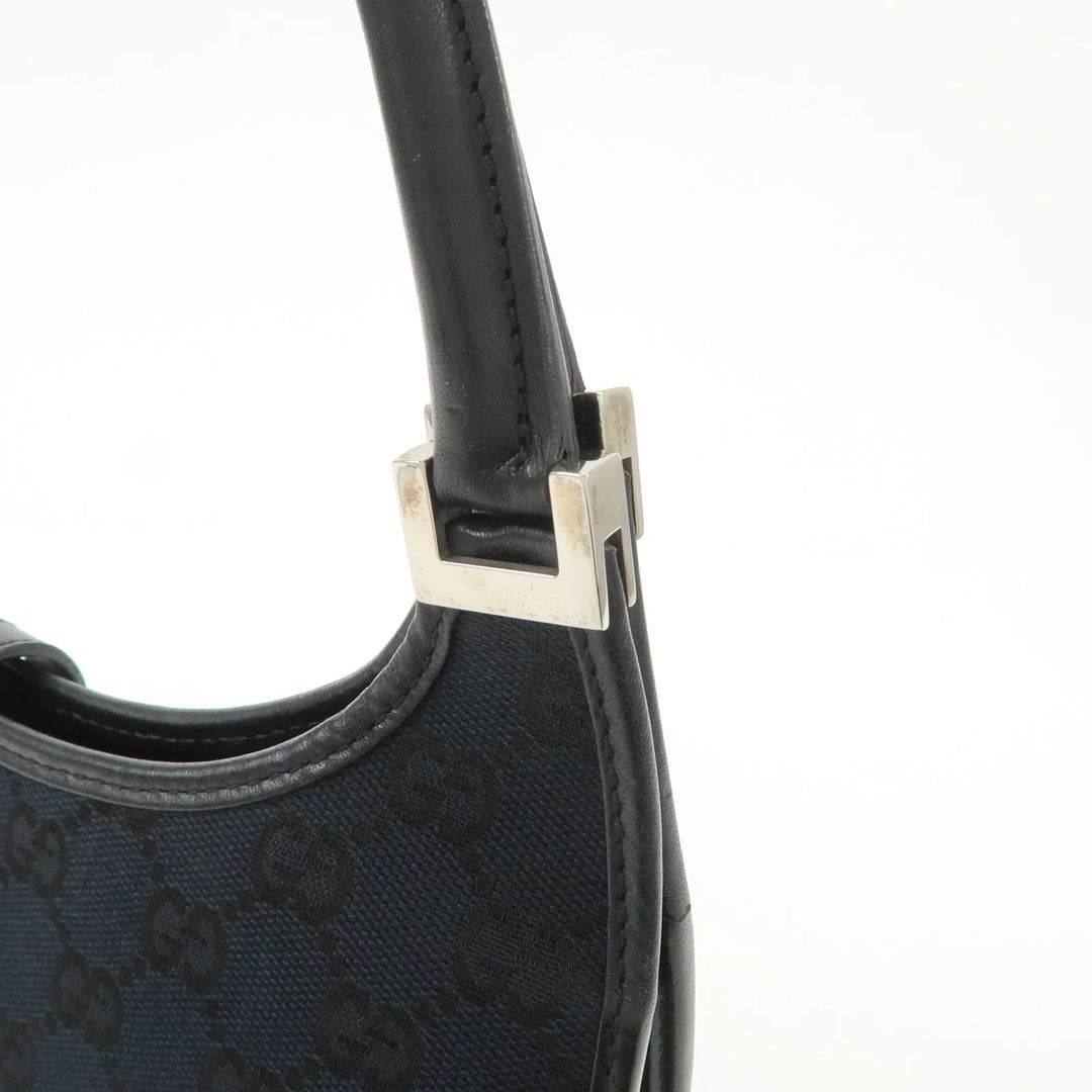 GUCCI Jackie GG Canvas Leather Shoulder Bag Hand Bag Black 002.1068