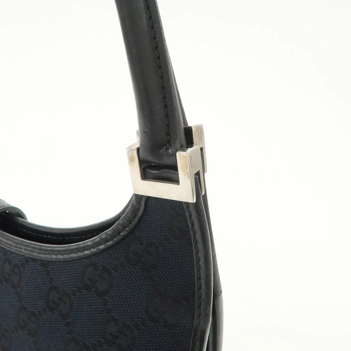GUCCI Jackie GG Canvas Leather Shoulder Bag Hand Bag Black 002.1068