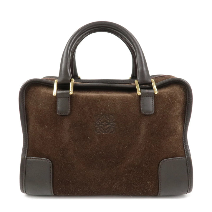 LOEWE Anagram Suede Leather Amazona 28 Hand Bag Brown