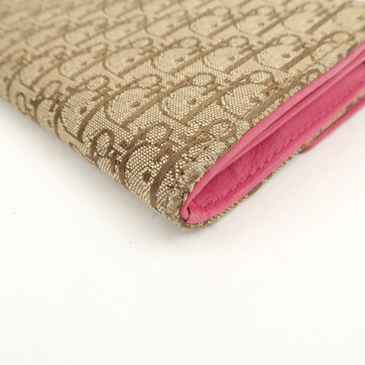 Christian Dior Trotter Street Chic Canvas Leather Long Wallet Pink