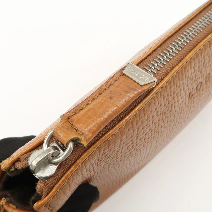 LOEWE Leather Shoulder Bag Brown Silver Hardware