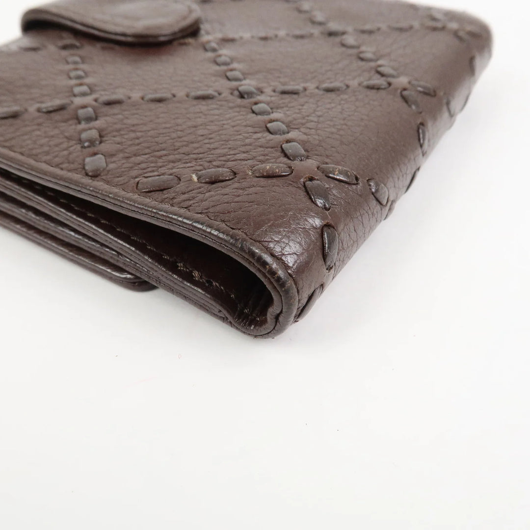 CHANEL COCO Mark Wild Stitch Caviarskin Compact Tri-fold Wallet