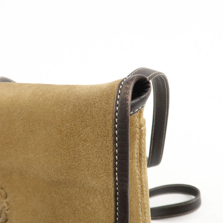 LOEWE Anagram Suede Leather Shoulder Bag Crossbody Bag Brown