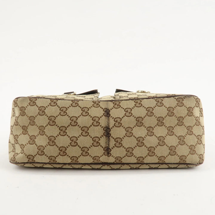 GUCCI Abbey GG Canvas Leather Shoulder Bag Beige Brown 153025 Used