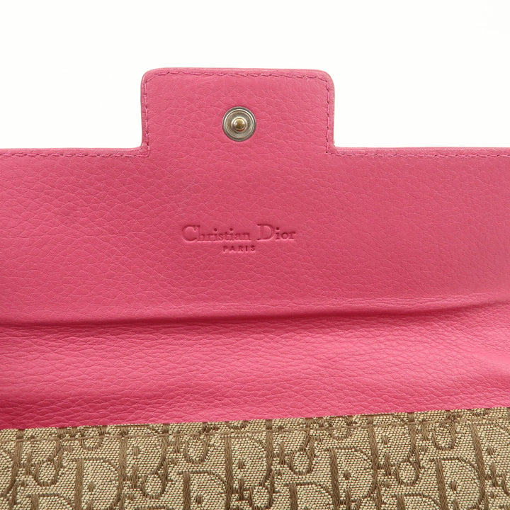Christian Dior Trotter Street Chic Canvas Leather Long Wallet Pink