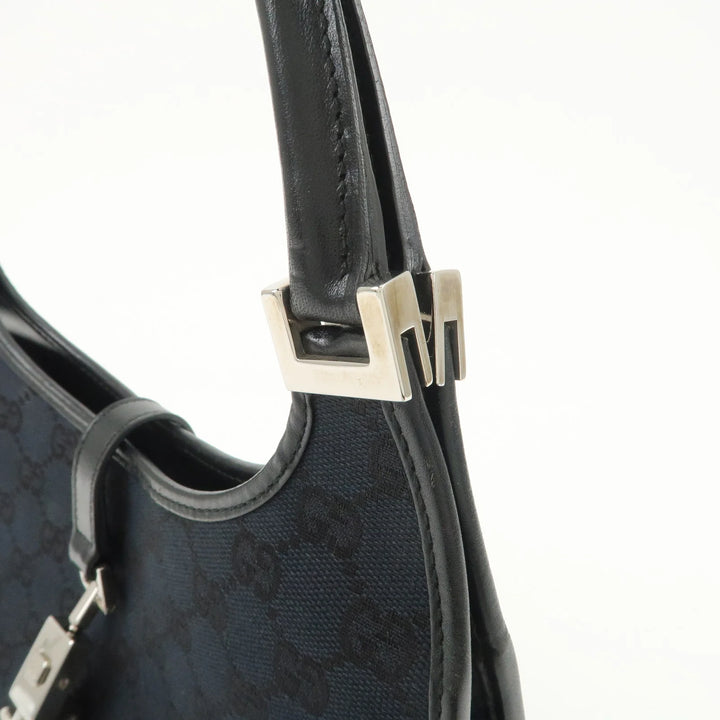 GUCCI Jackie GG Canvas Leather Shoulder Bag Hand Bag Black 002.1068