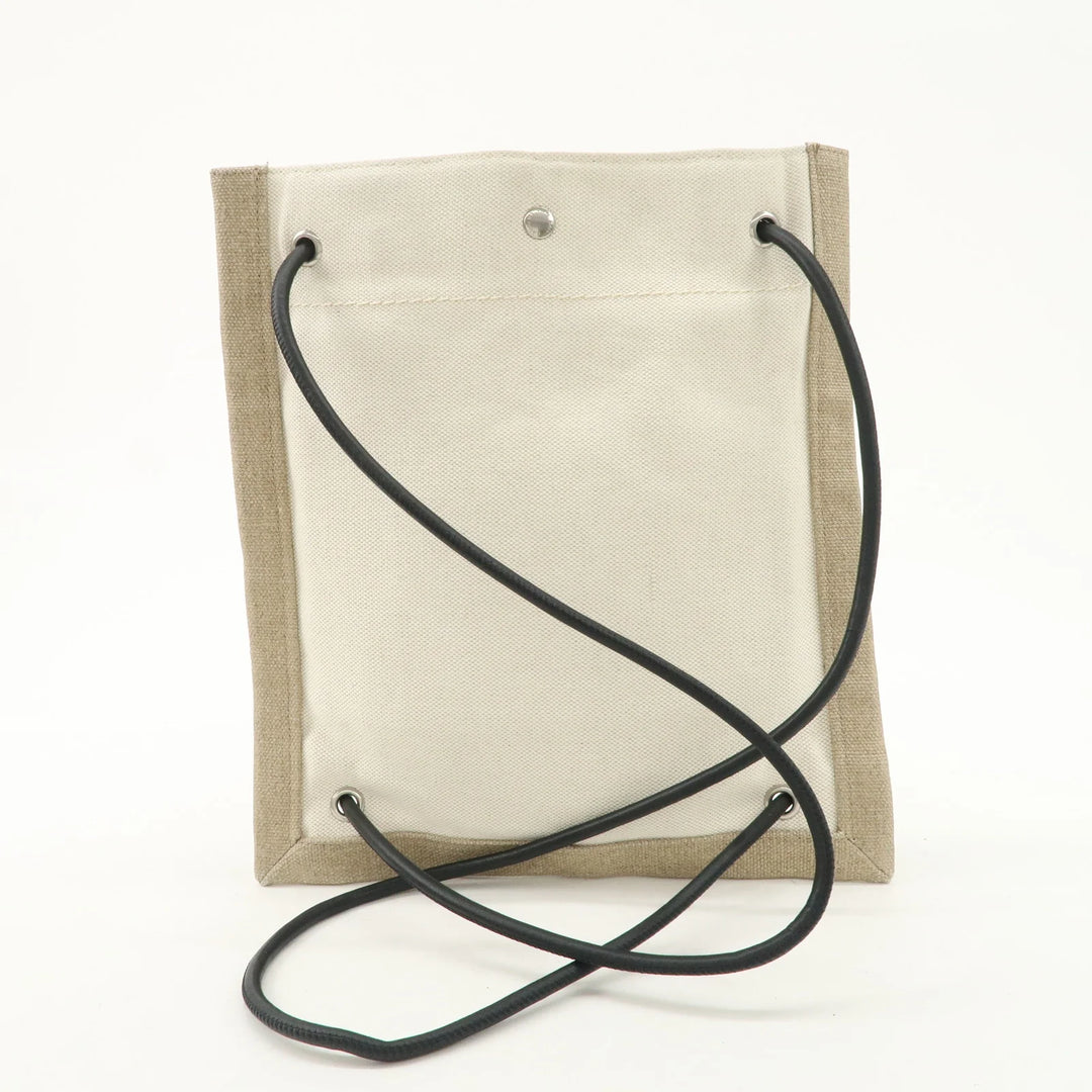 SAINT LAURENT Leather Canvas 2Way Bag Back Pack Natural 710272 Used