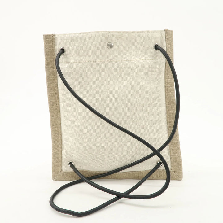 SAINT LAURENT Leather Canvas 2Way Bag Back Pack Natural 710272 Used