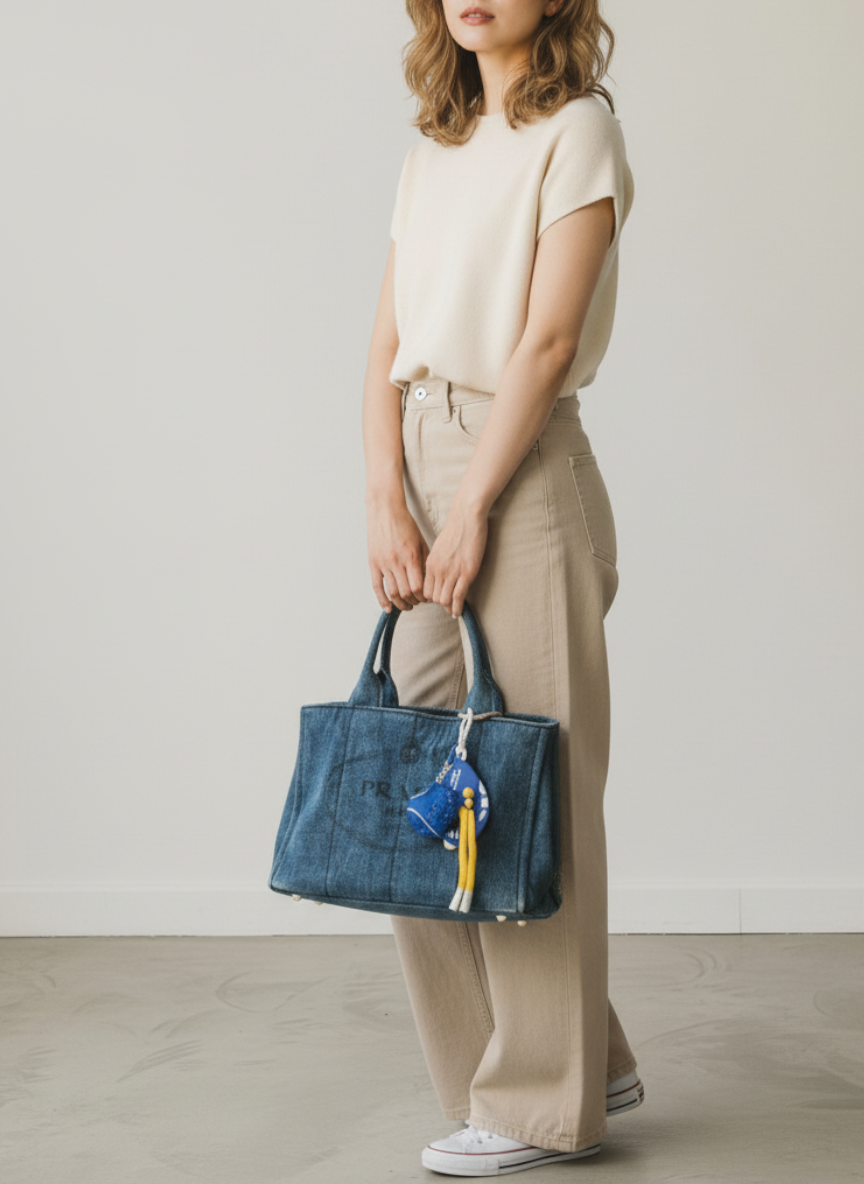 Prada Denim Tote 💙✨｜Structured Denim × Compact Proportions × Spacious Interior