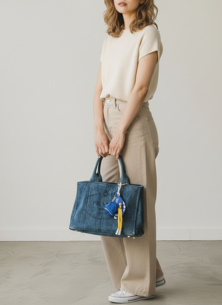 Prada Denim Tote 💙✨｜Structured Denim × Compact Proportions × Spacious Interior