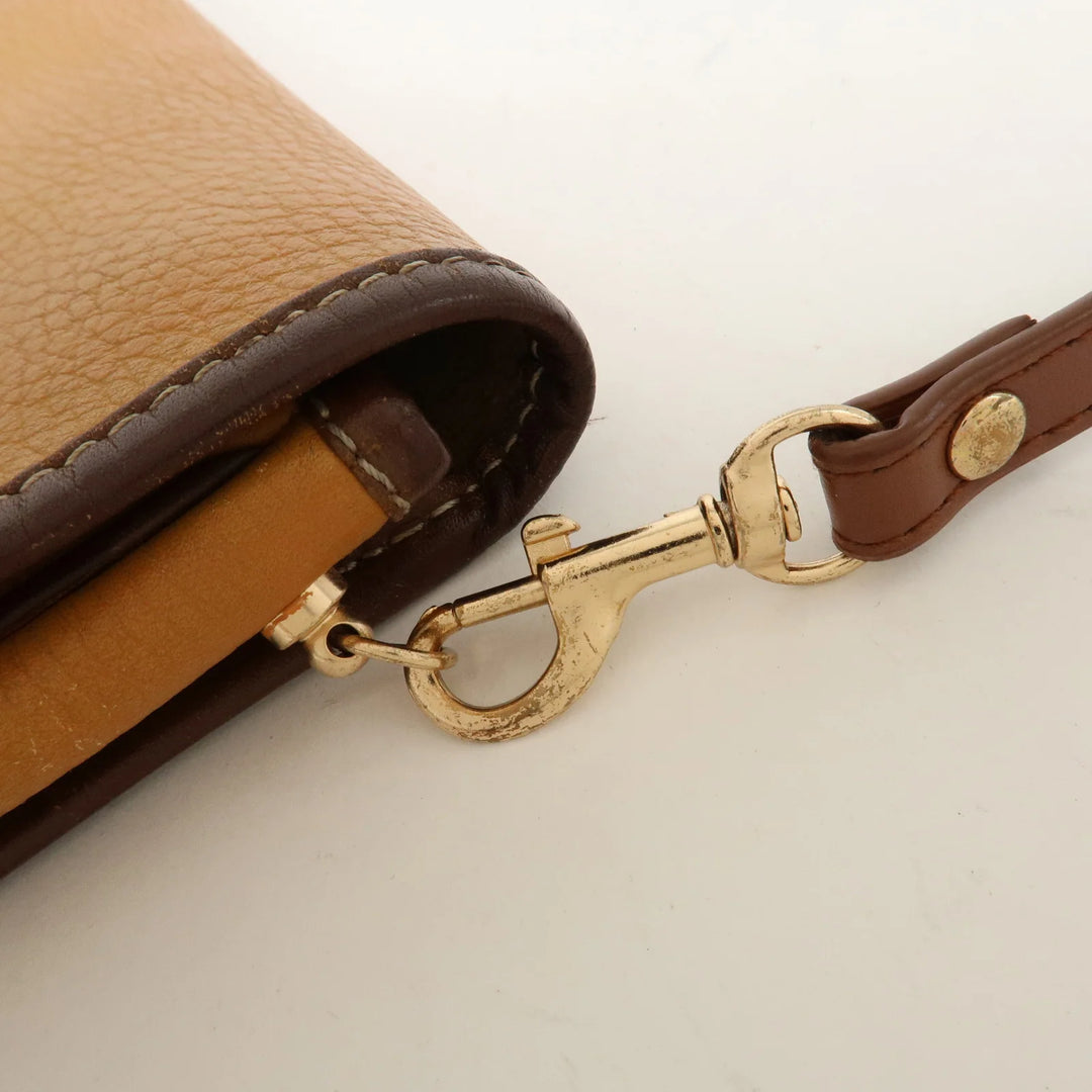 LOEWE Anagram Leather Shoulder Bag Brown Used