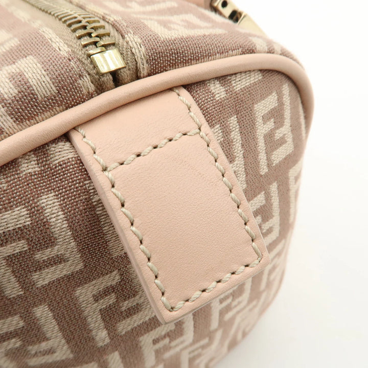 FENDI Zucchino Canvas Leather Mini Boston Bag Pink 8BL071 Used