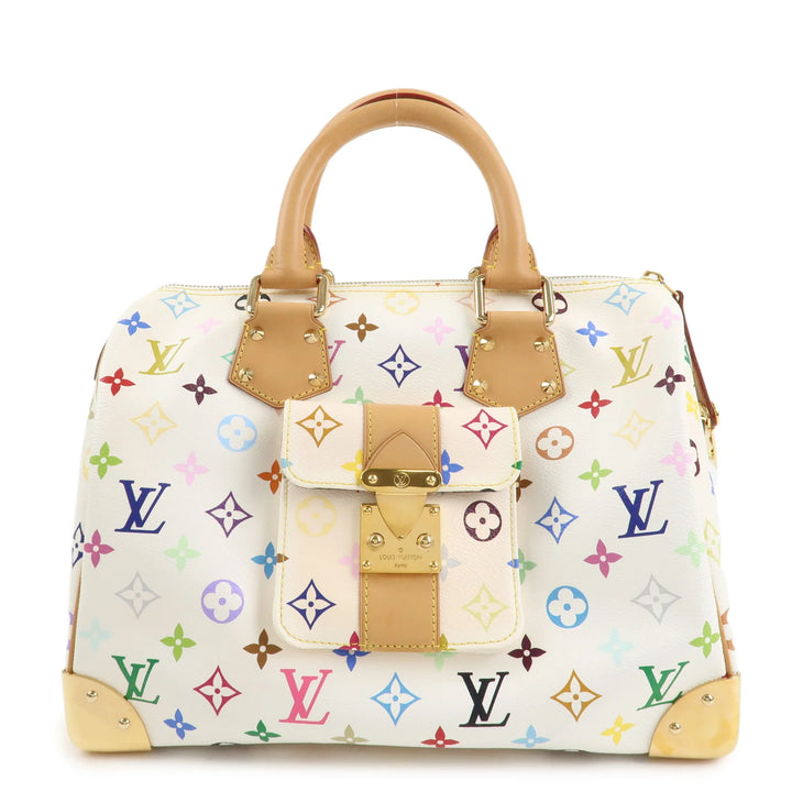 Louis Vuitton Monogram Multicolor Speedy 30 Hand Bag Blanc M92643 Used