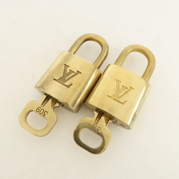 Louis Vuitton Set of 10 Lock & Key Cadena Key Lock Metal Gold Used