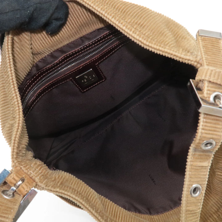 FENDI Corduroy Shoulder Bag Khaki 214526727009 Used