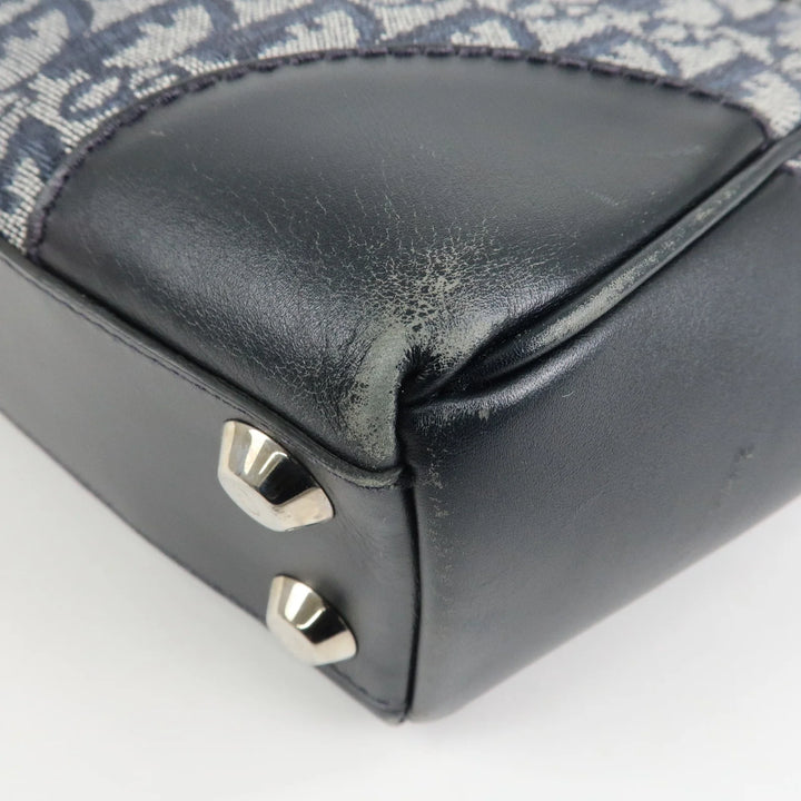 Christian Dior Trotter Leather Canvas Hand Bag Tote Bag Navy Used