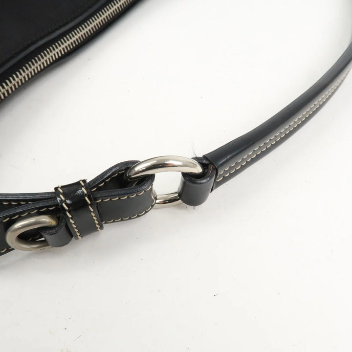 PRADA Triangle Logo Nylon Leather Shoulder Bag Black BR2840