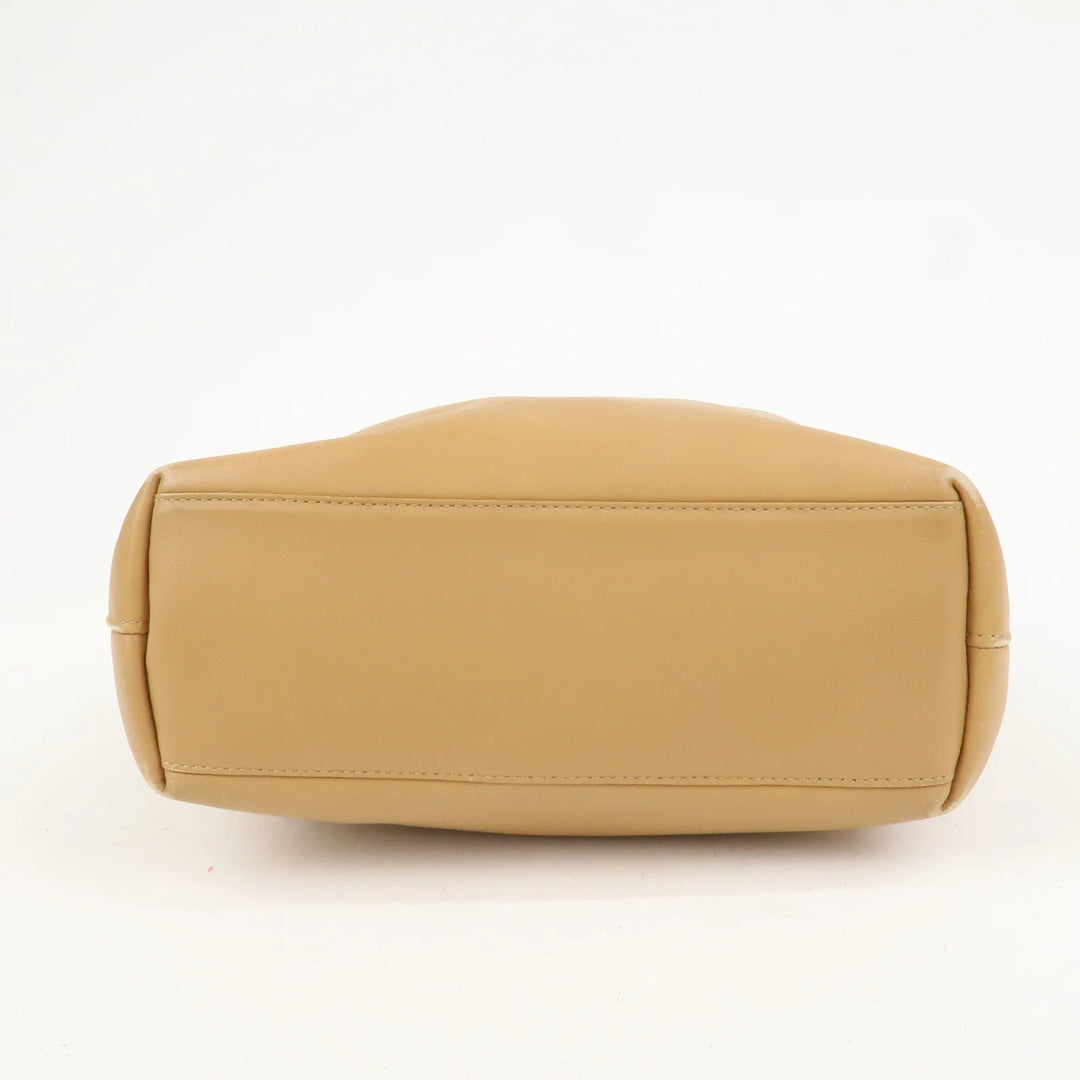 Christian Dior Maris Pearl Leather Hand Bag Light Brown