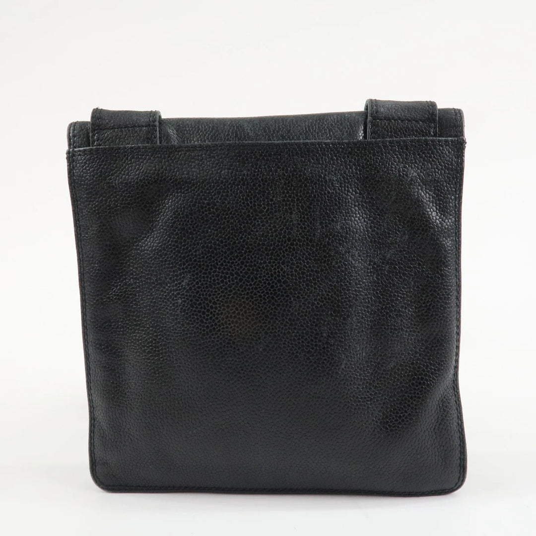 CHANEL COCO Mark Caviarskin Shoulder Bag Crossbody Bag Black Used