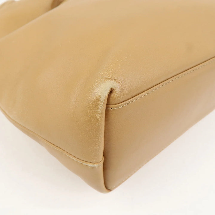 Christian Dior Maris Pearl Leather Hand Bag Light Brown