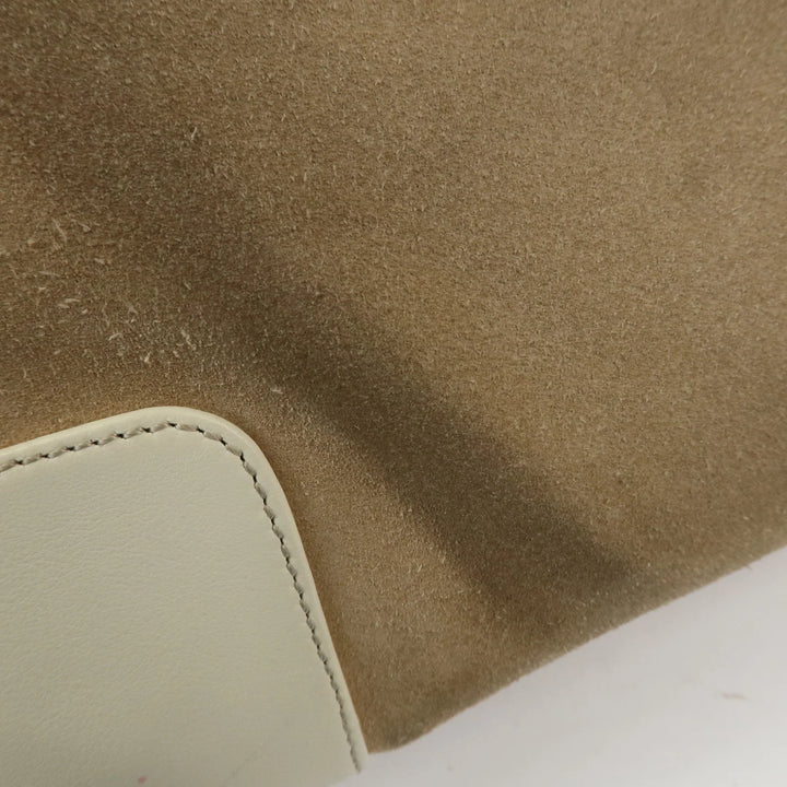 LOEWE Anagram Leather Suede Shoulder Bag Hand Bag Beige Ivory
