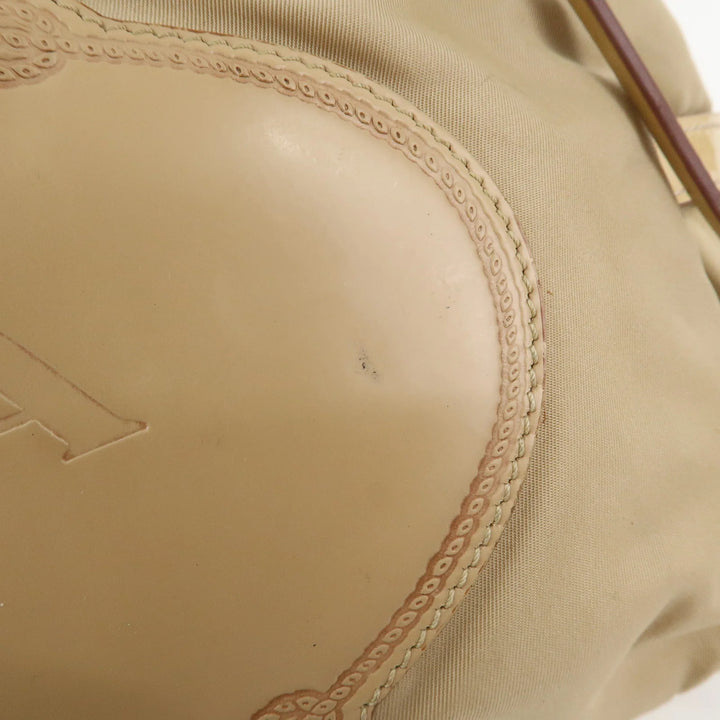 PRADA Logo Nylon Patent Leather Mini Boston Bag Beige BR3150