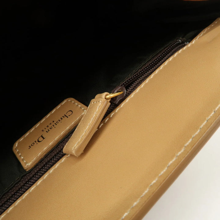Christian Dior Trotter Jacquard Leather Hand Bag Brown Gold HDW