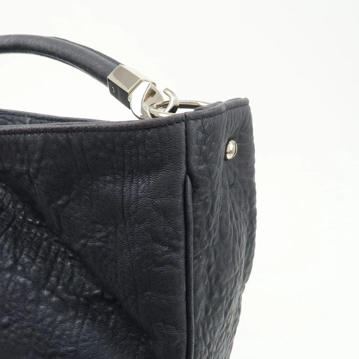 SAINT LAURENT Leather One Shoulder Bag Hand Bag Navy Silver HDW