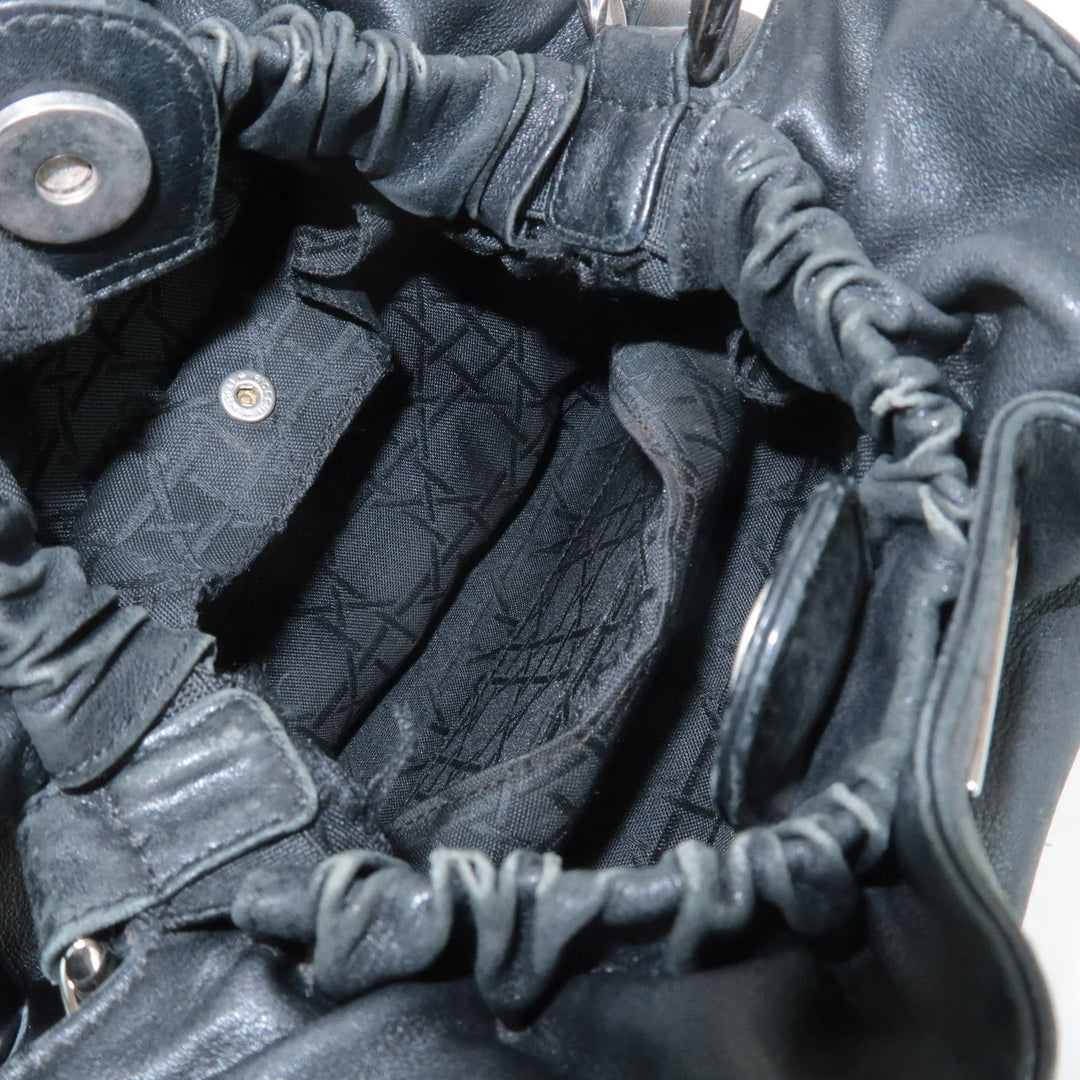 Christian Dior Maris Pearl Leather Hand Bag Tote Bag Black Used