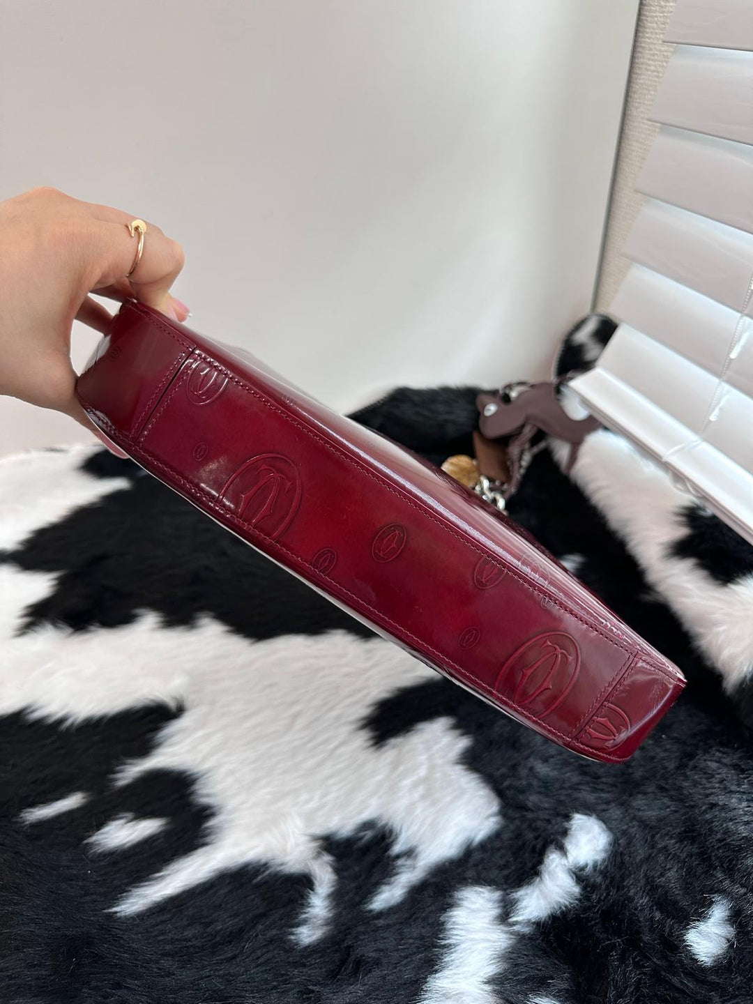 Cartier Happy Birthday Embossed Hobo Bag ❤️｜Glossy Patent Leather・Iconic Logo Embossing・Rare Vintage Piece