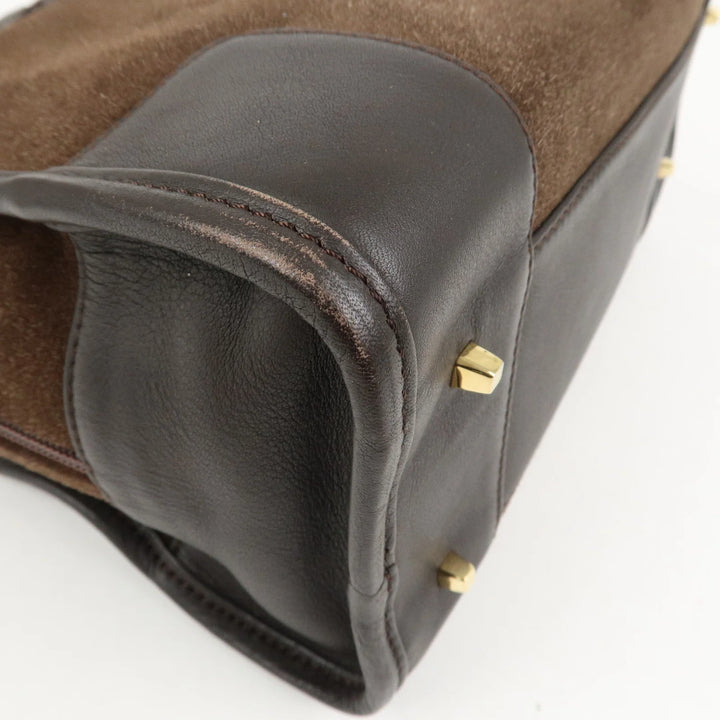 LOEWE Anagram Suede Leather Amazona 28 Hand Bag Brown