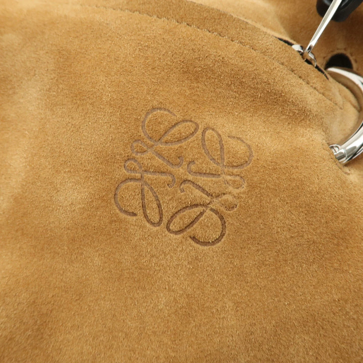 LOEWE Leather Suede Tent Bag Shoulder Bag Brown Silver HDW Used