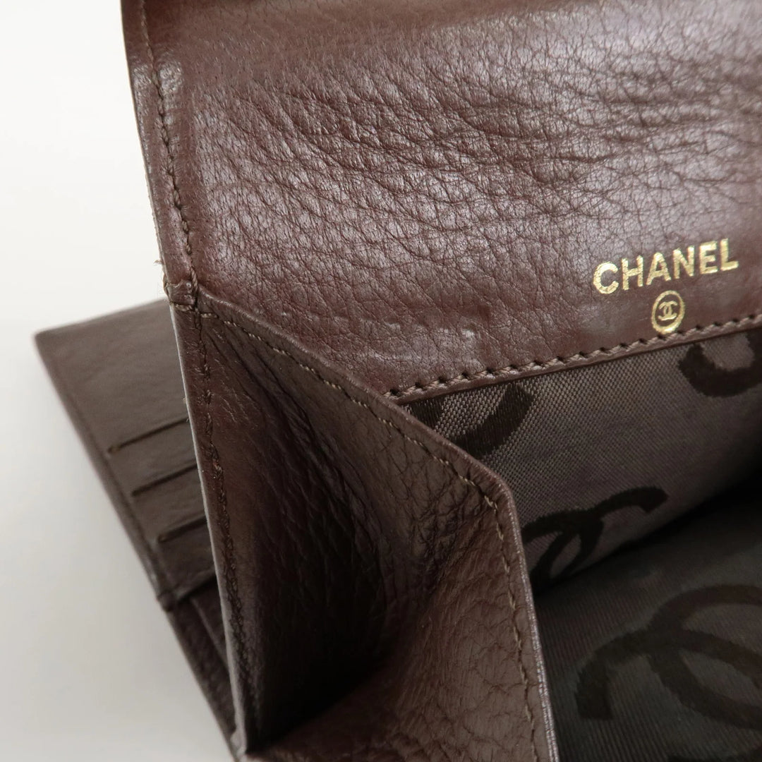 CHANEL COCO Mark Wild Stitch Caviarskin Compact Tri-fold Wallet