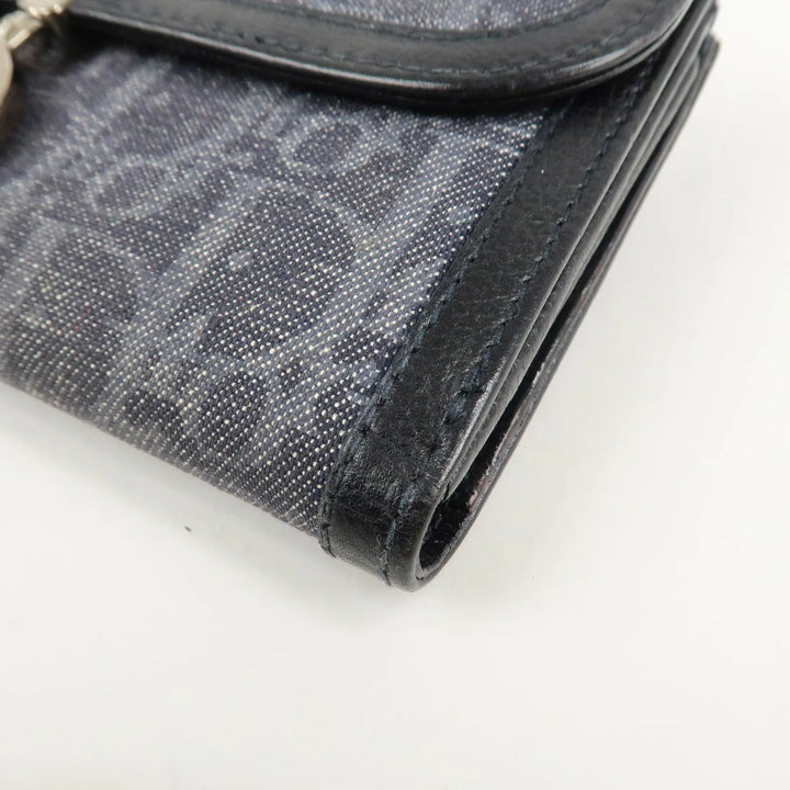Christian Dior Flight Line Trotter Canvas Leather Logo Charm Wallet Used