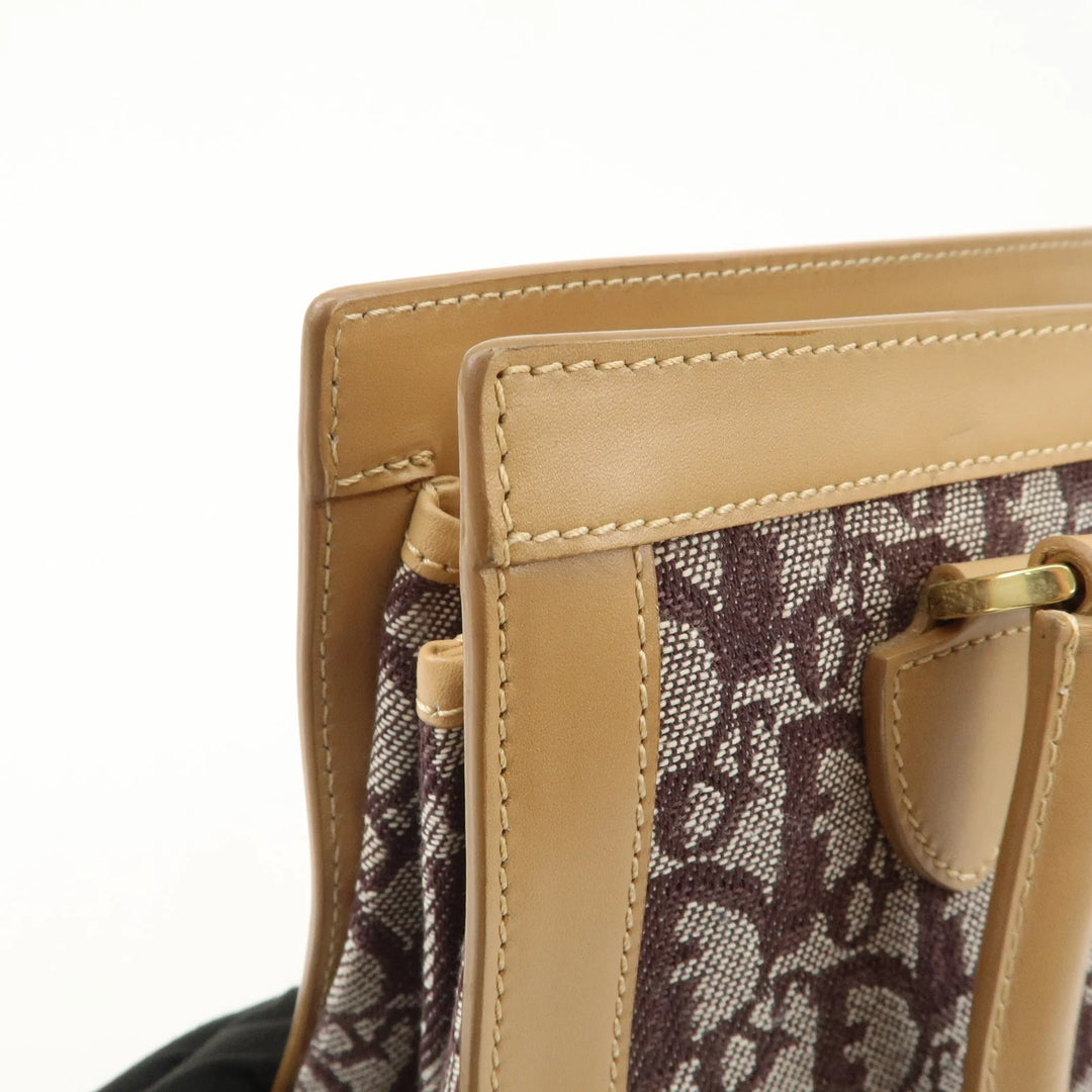 Christian Dior Trotter Jacquard Leather Hand Bag Brown Gold HDW