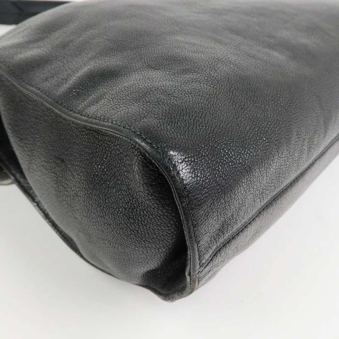 LOEWE Anagram Studs Logo Leather Shoulder Bag Crossbody Bag Black