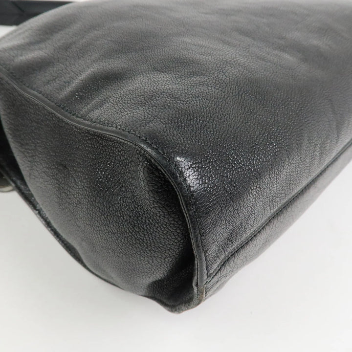 LOEWE Anagram Studs Logo Leather Shoulder Bag Crossbody Bag Black