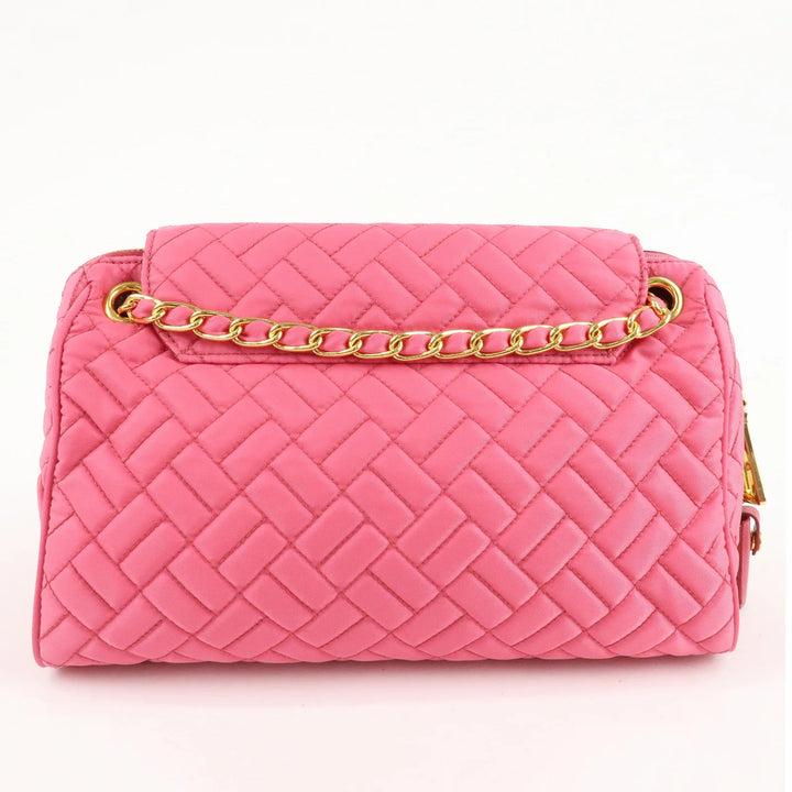 PRADA Nylon Leather Chain Shoulder Bag Pink BR4965 Used