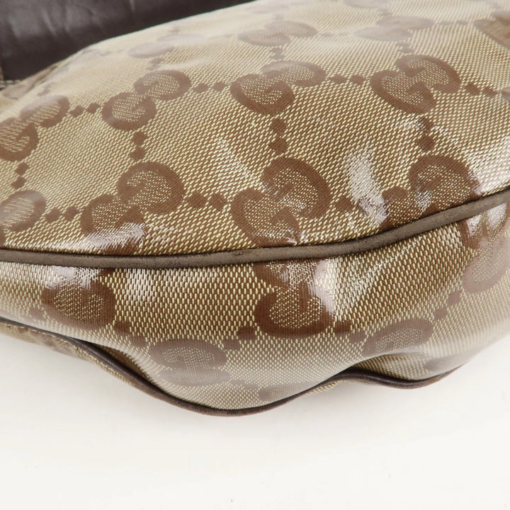 GUCCI GG Crystal Leather Shoulder Bag Hand Bag Brown 257297 Used