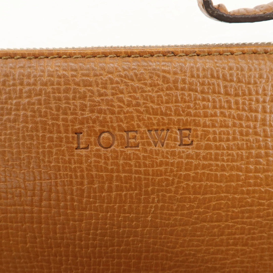 LOEWE Leather Shoulder Bag Brown Silver Hardware